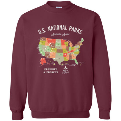 Hiking Camping T-shirt National Park Map Vintage T-shirt Maroon