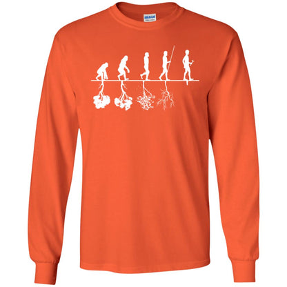 Evolution Tree Of Human Life Thinking Save Environment Shirt Orange