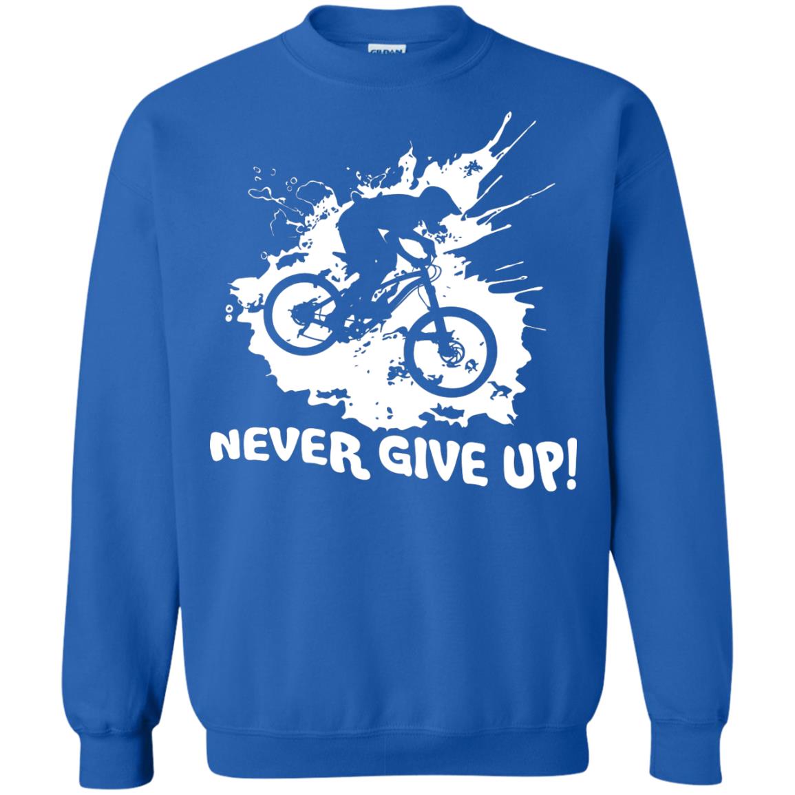 Biker T-shirt Never Give Up Royal