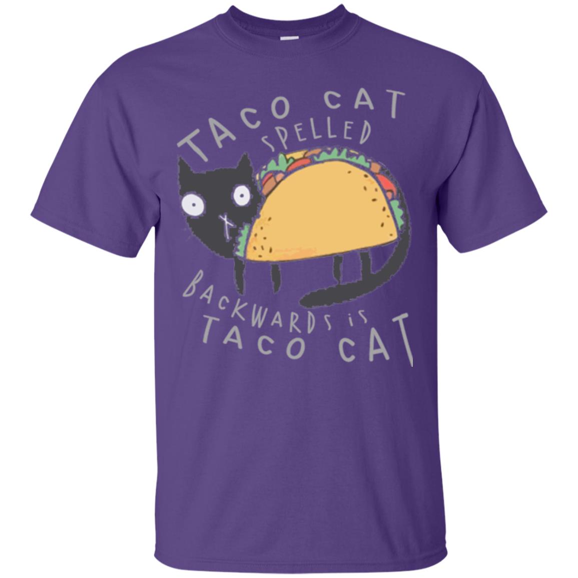 Cat Lovers T-shirt Taco Cat Spelled Backward Is Taco Cat Purple
