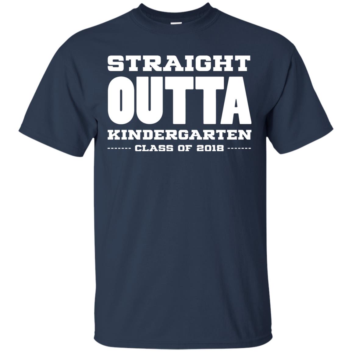 Straight Outta Kindergraten Class Of 2018 Graduation Shirt Navy