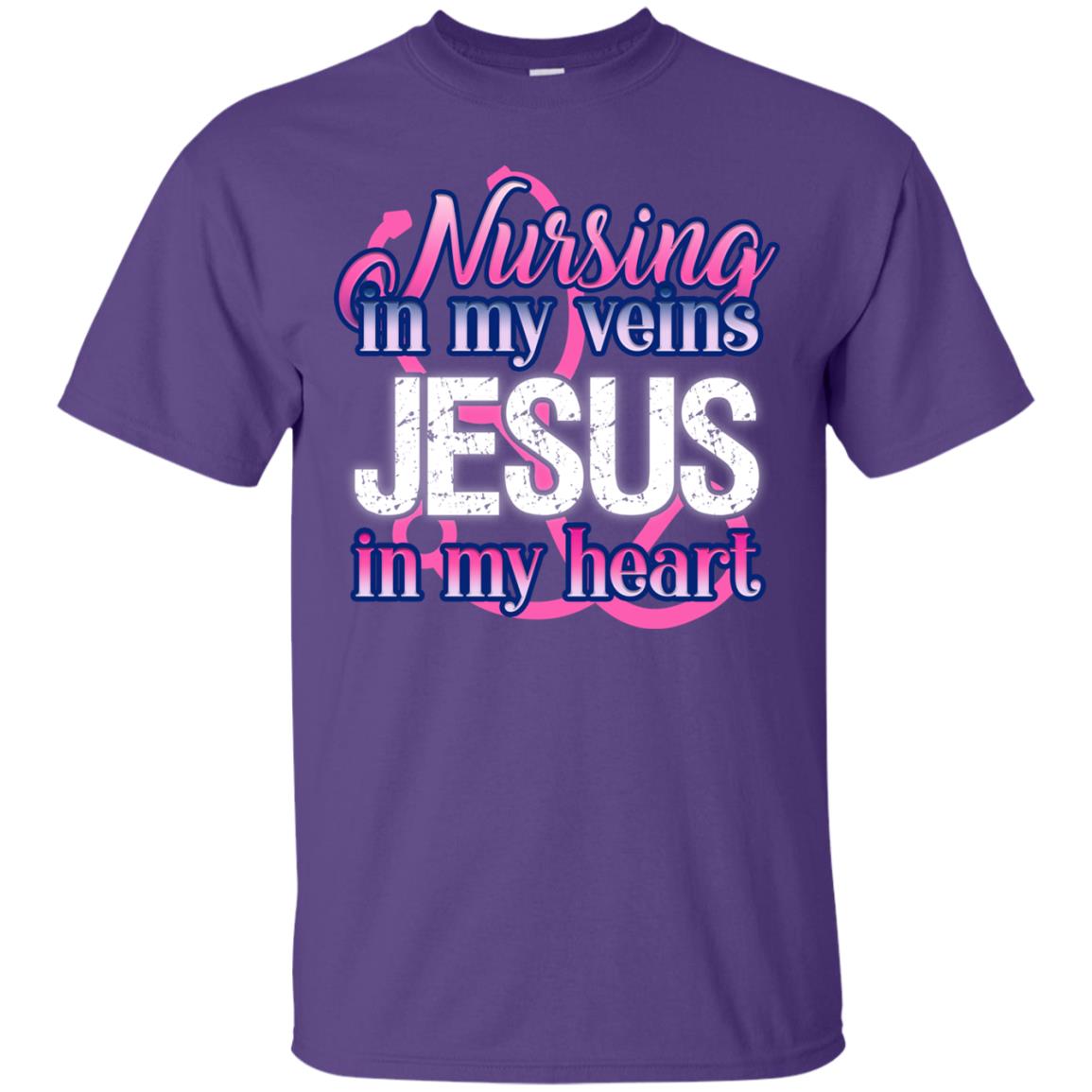 Nursing In My Veins Jesus In My Heart Christian Shirt Purple