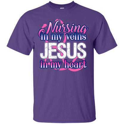 Nursing In My Veins Jesus In My Heart Christian Shirt Purple