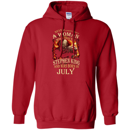 July T-shirt Never Underestimate A Woman Who Loves Stephen King Red