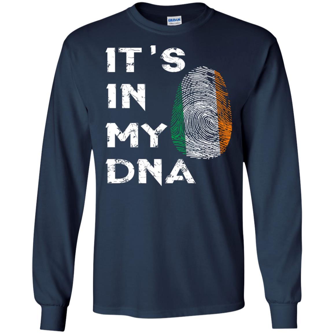 It's In My Dna Fingerprint Irish Ireland Gift Shirt Navy