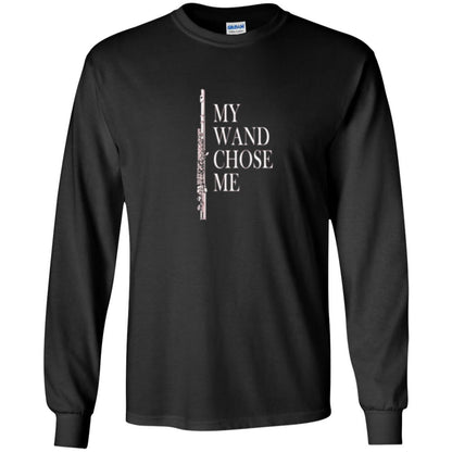 Flute Lover T-shirt My Wand Chose Me Black