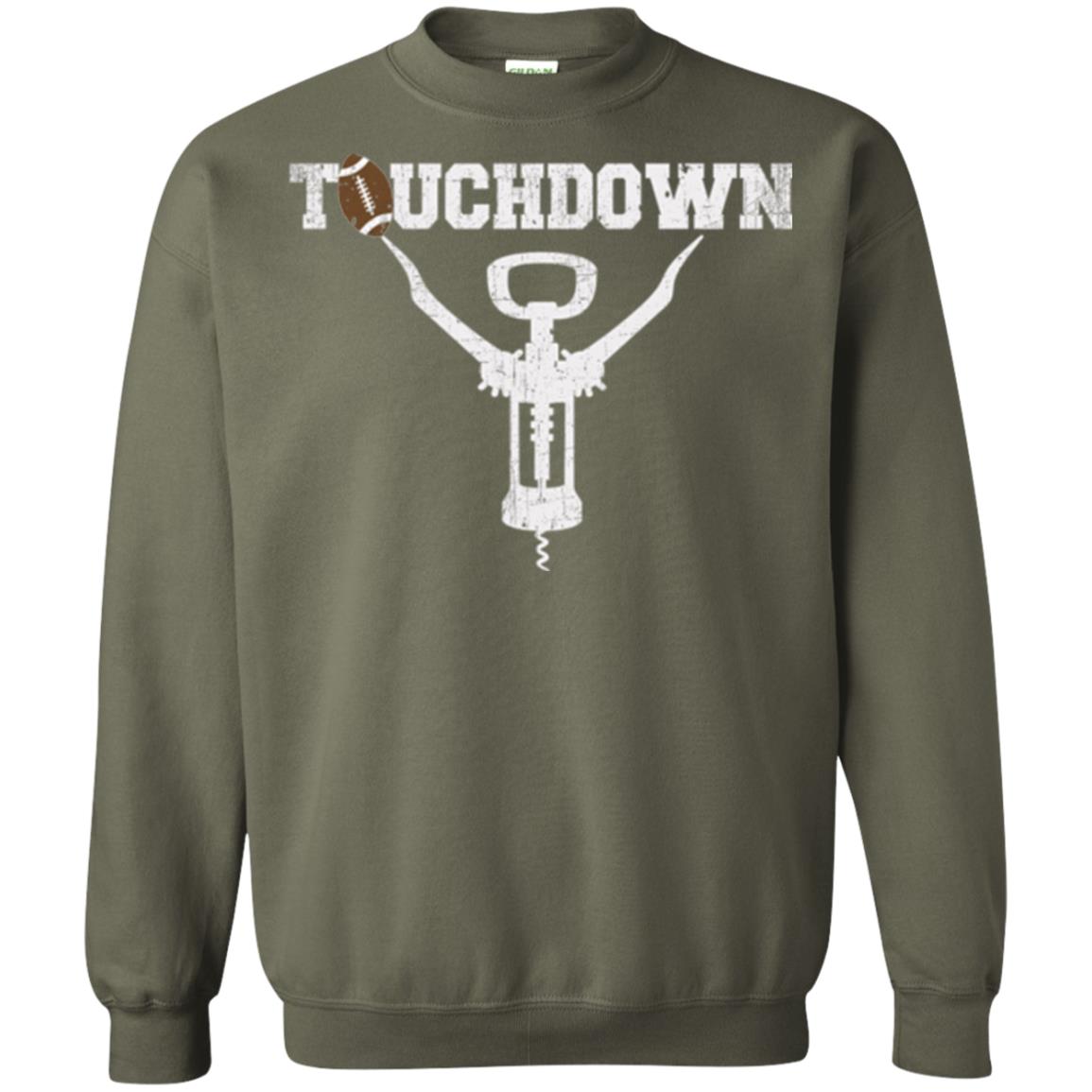 Football T-shirt Touchdown Funny Football Wine Lovers Military Green
