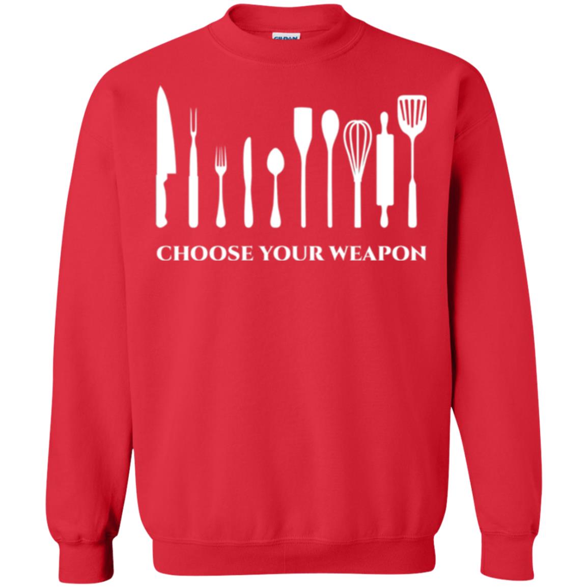 Chef Kitchen Cutlery T-shirt Choose Your Weapon Red