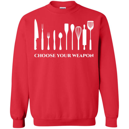 Chef Kitchen Cutlery T-shirt Choose Your Weapon Red