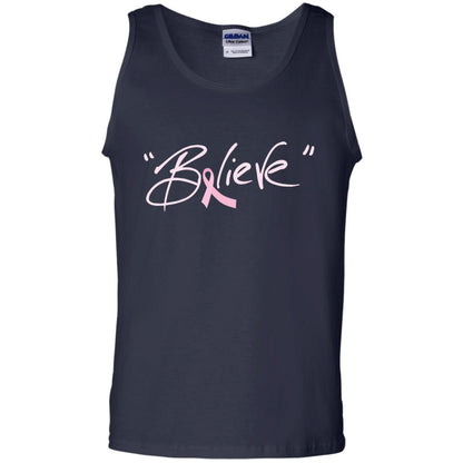 Breast Cancer Awareness Shirt Pink Ribbon Believe Navy