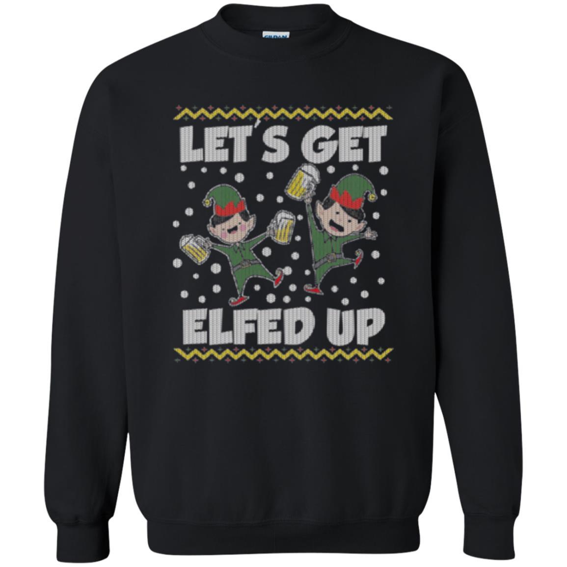 Christmas T-shirt Let's Get Elfed Up Black