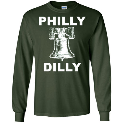Football T-shirt Philly Dilly With Liberty Bell And Crack Philadelphia Forest Green