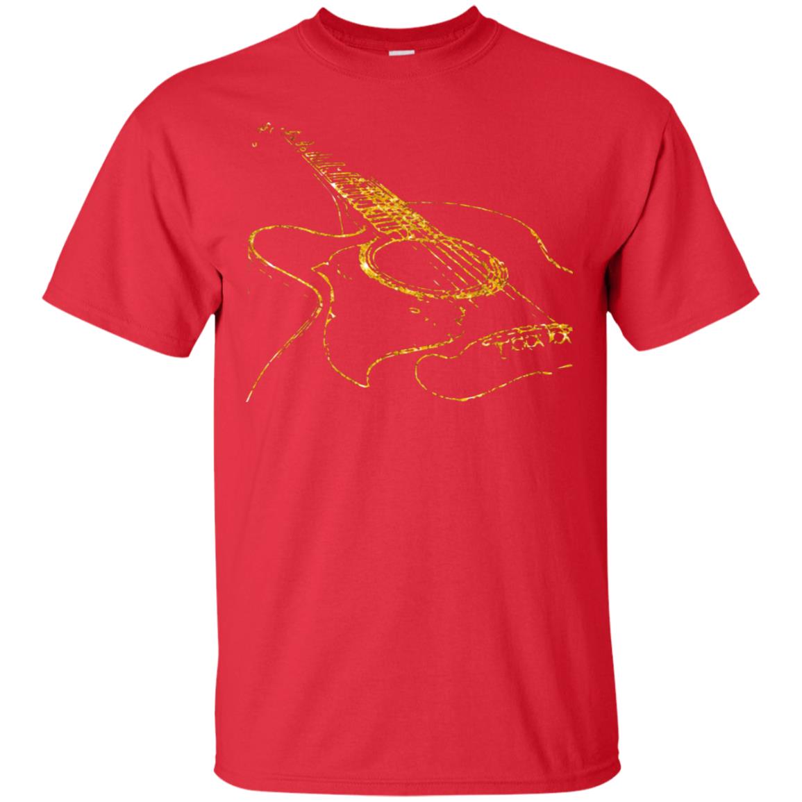 Guitar Gold Guitarist Gift Shirt For Mens Or Womens Red