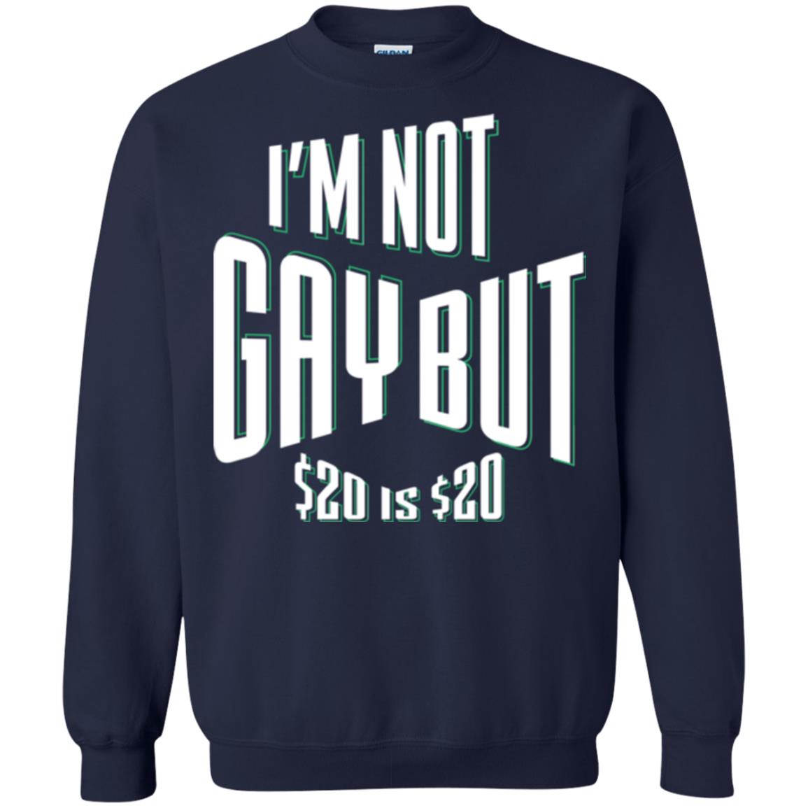 Funny Bi-curious Bachelor Humor Party T-shirt I'm Not Gay But $20 Is $20 Navy