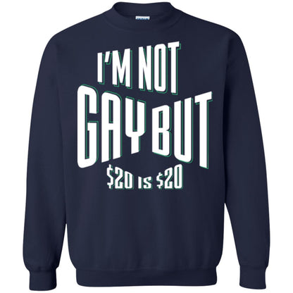Funny Bi-curious Bachelor Humor Party T-shirt I'm Not Gay But $20 Is $20 Navy