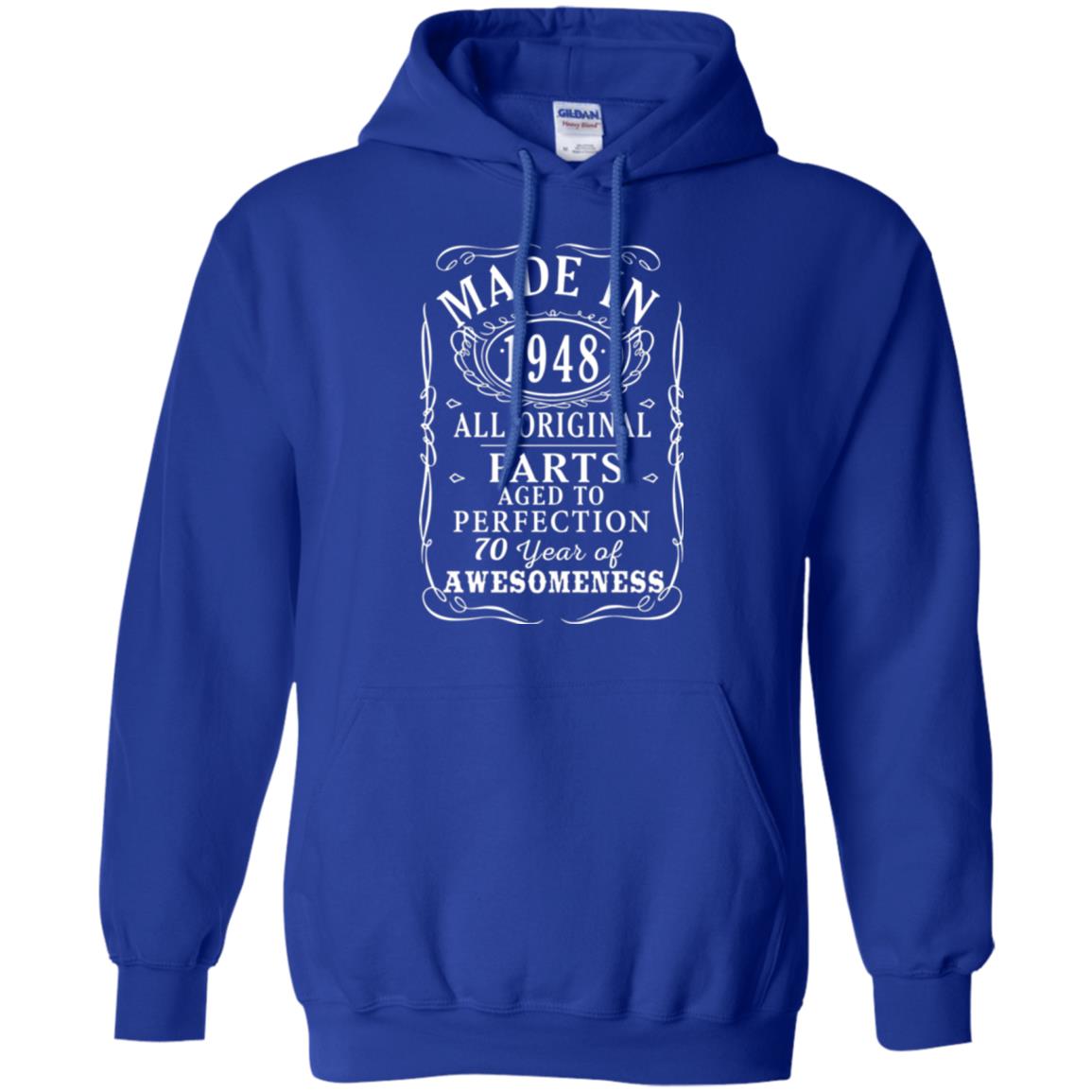 70th Birthday T-shirt Made In 1948 All Original Parts Aged To Perfection Royal