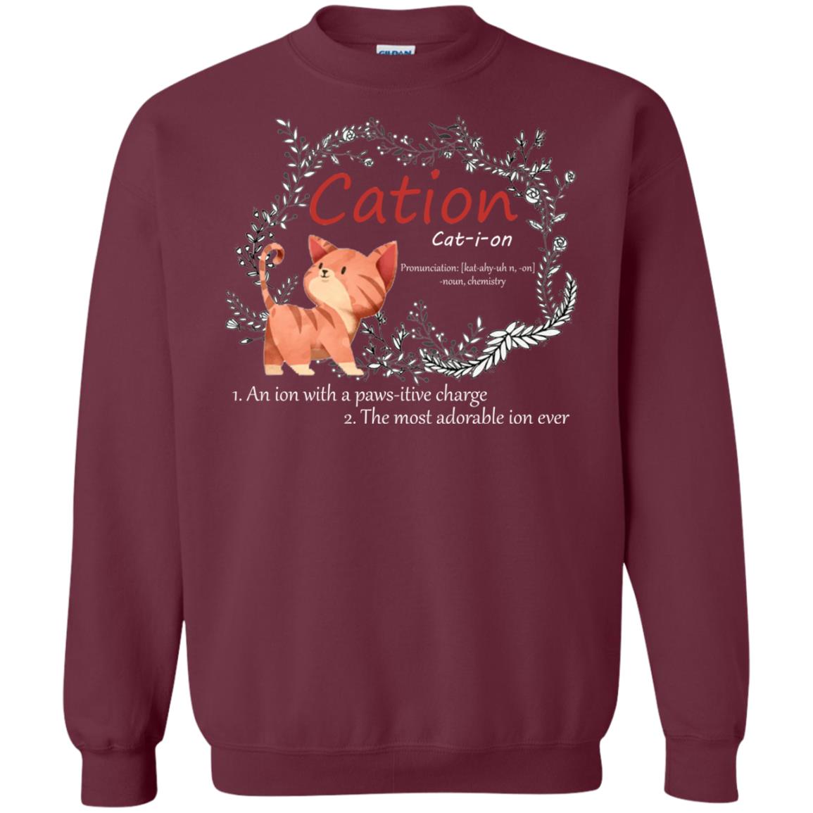 Cation An Ion With A Paws-itive Charge The Most Adorable Ion Ever Positive Thinking Day Shirt Maroon