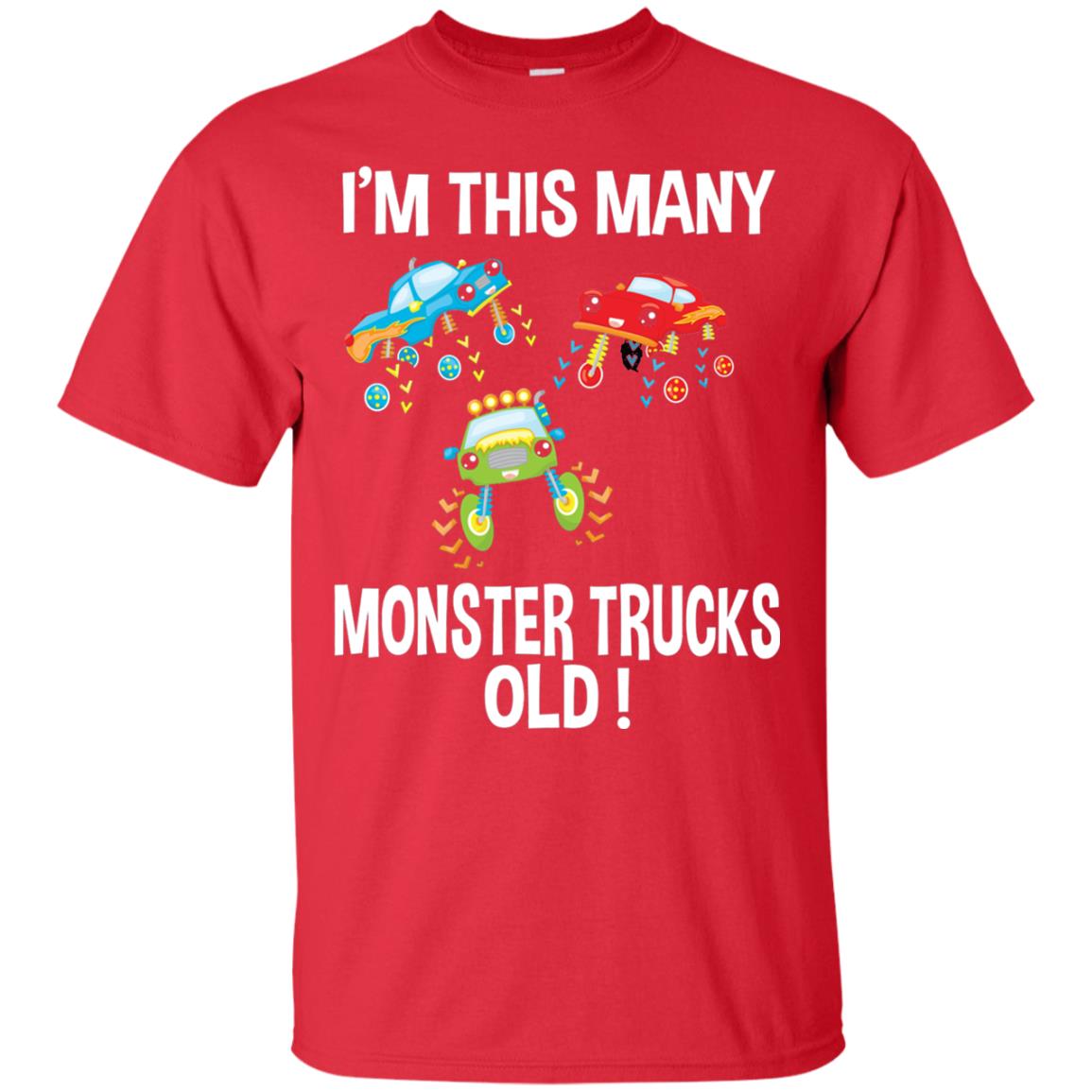 Birthday 3th Shirt Im This Many Monster Trucks Old Red