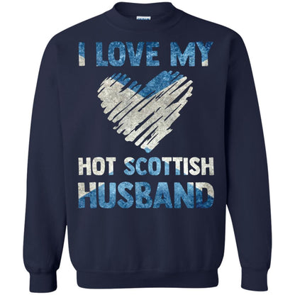 I Love My Hot Scottish Husband Scotland Flag Shirt For Wife Navy