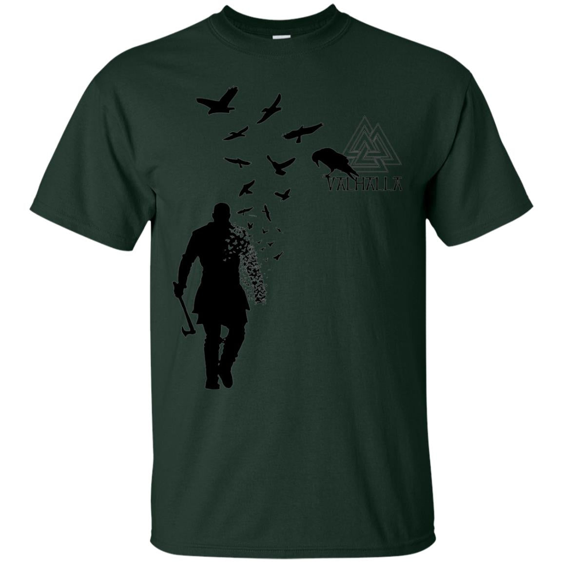 Vikings Axe Ragnar Lothbrok Flock Of Ravens Valhalla Symbol T-shirt Forest