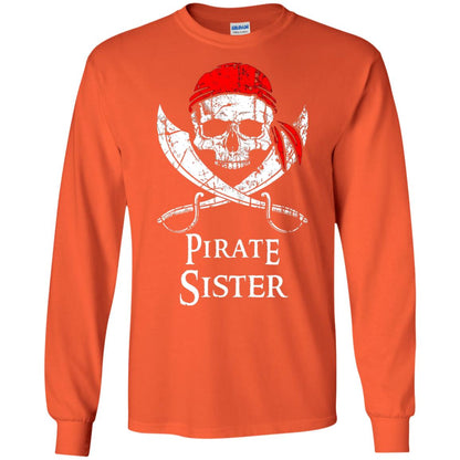 Family T-shirt Pirate Sister Jolly Roger Skull Crossbones Orange