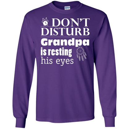 Don't Disturb Grandpa Is Resting His Eyes Funny Granddad Shirt Purple