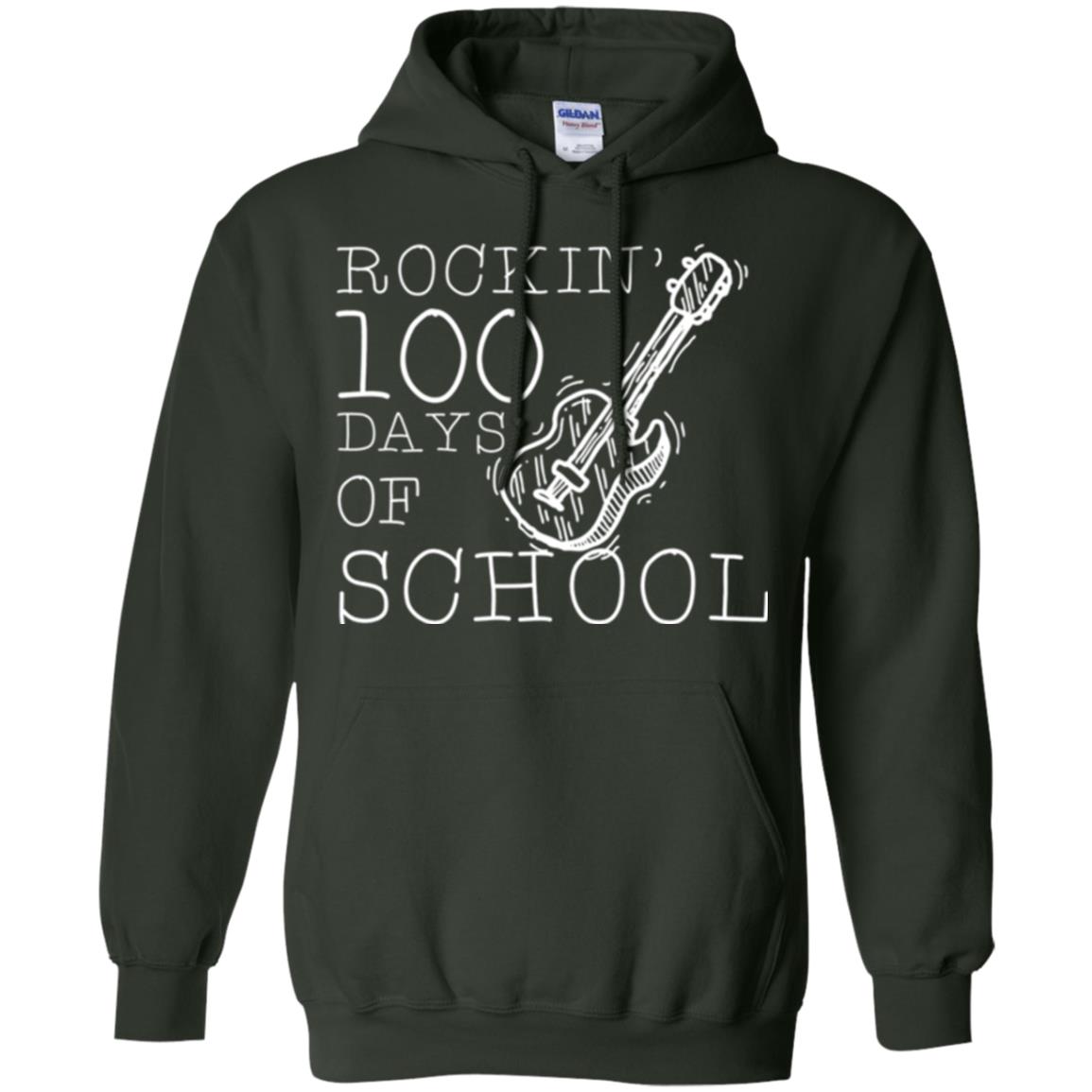 Rockin_ 100 Days Of School Teachers Students T-shirt Forest Green