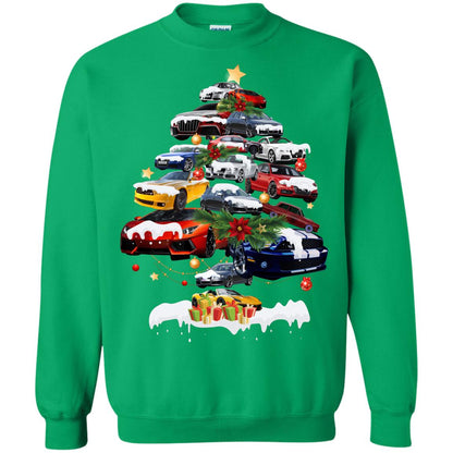 Cars Christmas Tree X-mas Gift Shirt For Mens Or Womens Irish Green
