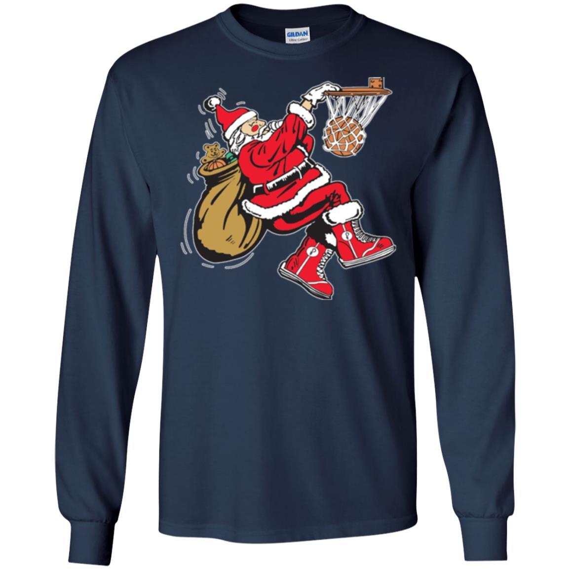 Christmas T-shirt Basketball Santa Claus Navy
