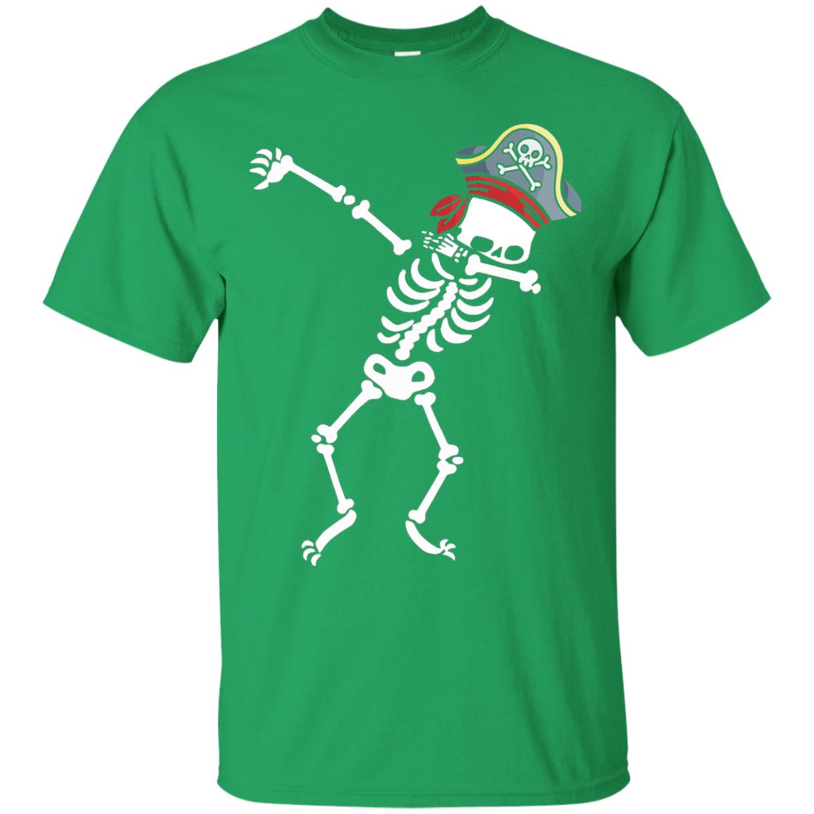 Dabbing Skeleton With Pirates Hat T-shirt Irish Green