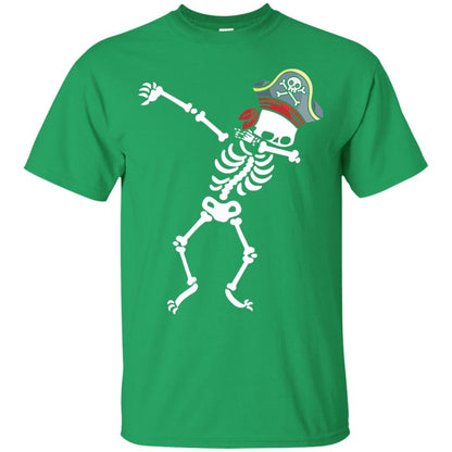 Dabbing Skeleton With Pirates Hat T-shirt Irish Green