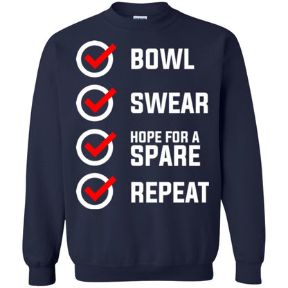 Bowling Lover T-shirt Bowl Swear Hope For A Spare Repeat Navy