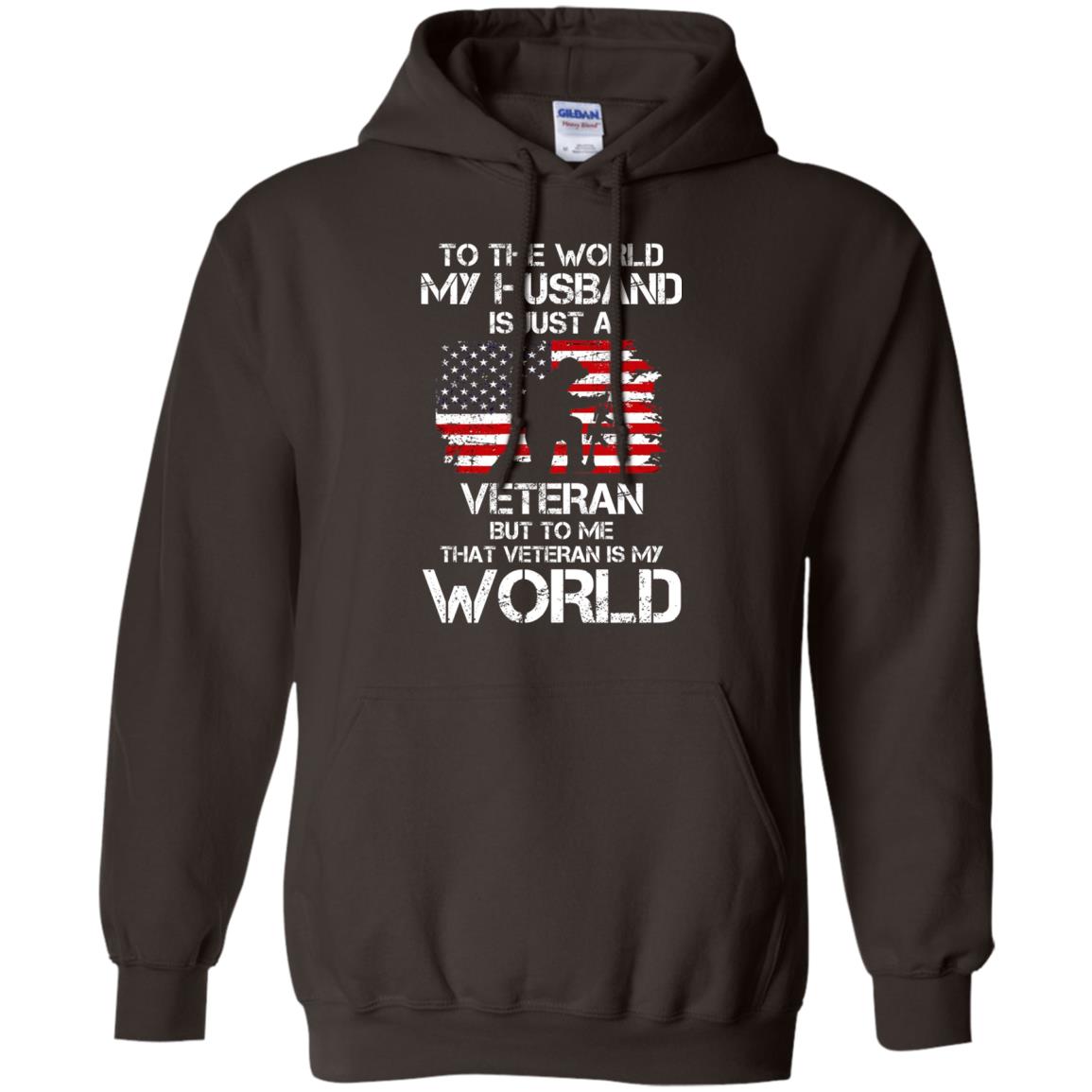 Wife T-shirt To The World My Husband Is Just A Veteran Dark Chocolate