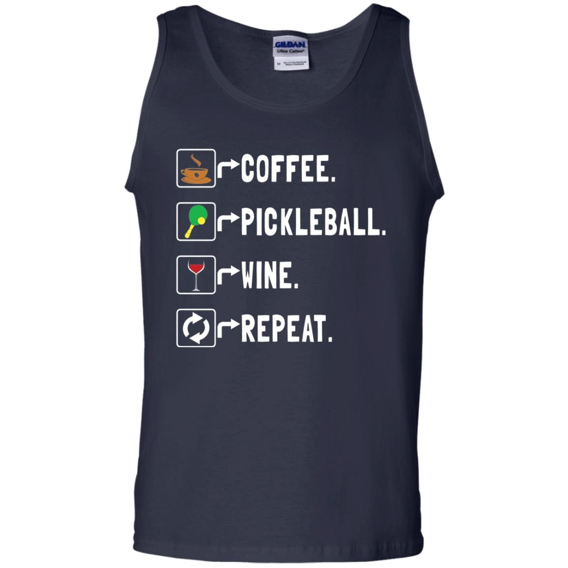 Funny Coffee Lovers T-shirt Pickleball Wine Repeat Navy