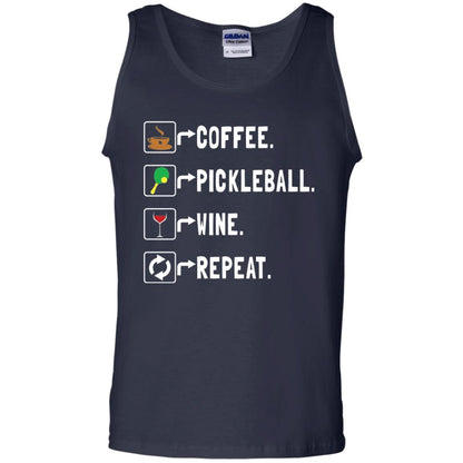Funny Coffee Lovers T-shirt Pickleball Wine Repeat Navy