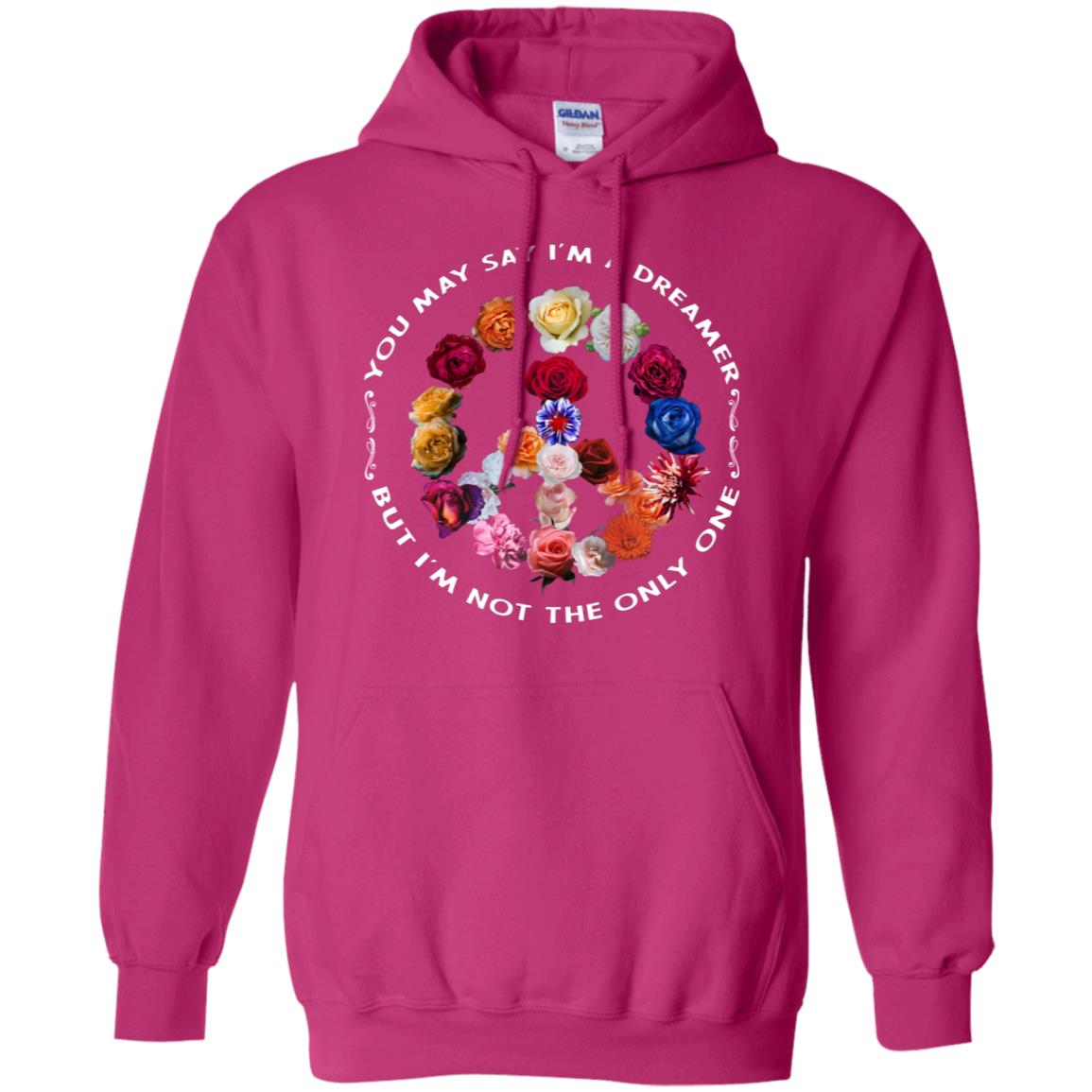 You May Say I_m A Dreamer But I_m Not The Only One Floral Peace Sign Shirt Heliconia
