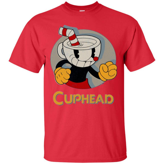 Cuphead Circle Shadow Profile Vintage Graphic T-shirt Red