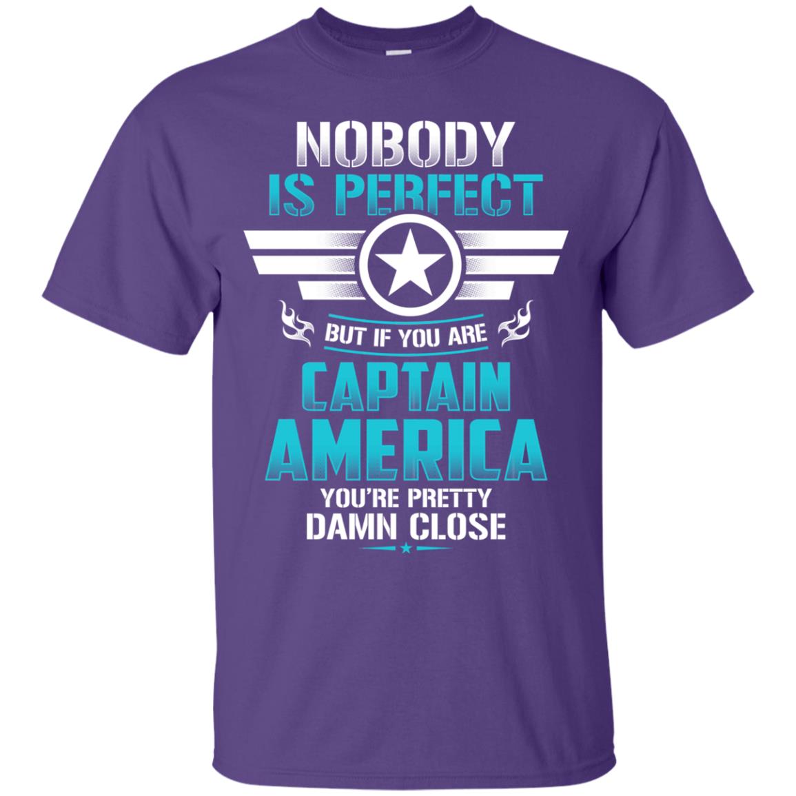 Nobody Is Perfect But If You Are Captain America You_re Pretty Damn Close Movie Fan T-shirt Purple