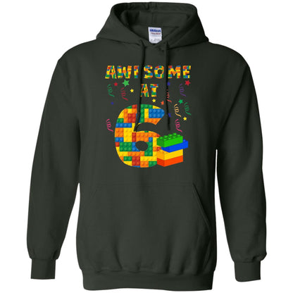 Awesome At 6 Age 6 Six Blocks Bricks Theme Shirt Forest Green