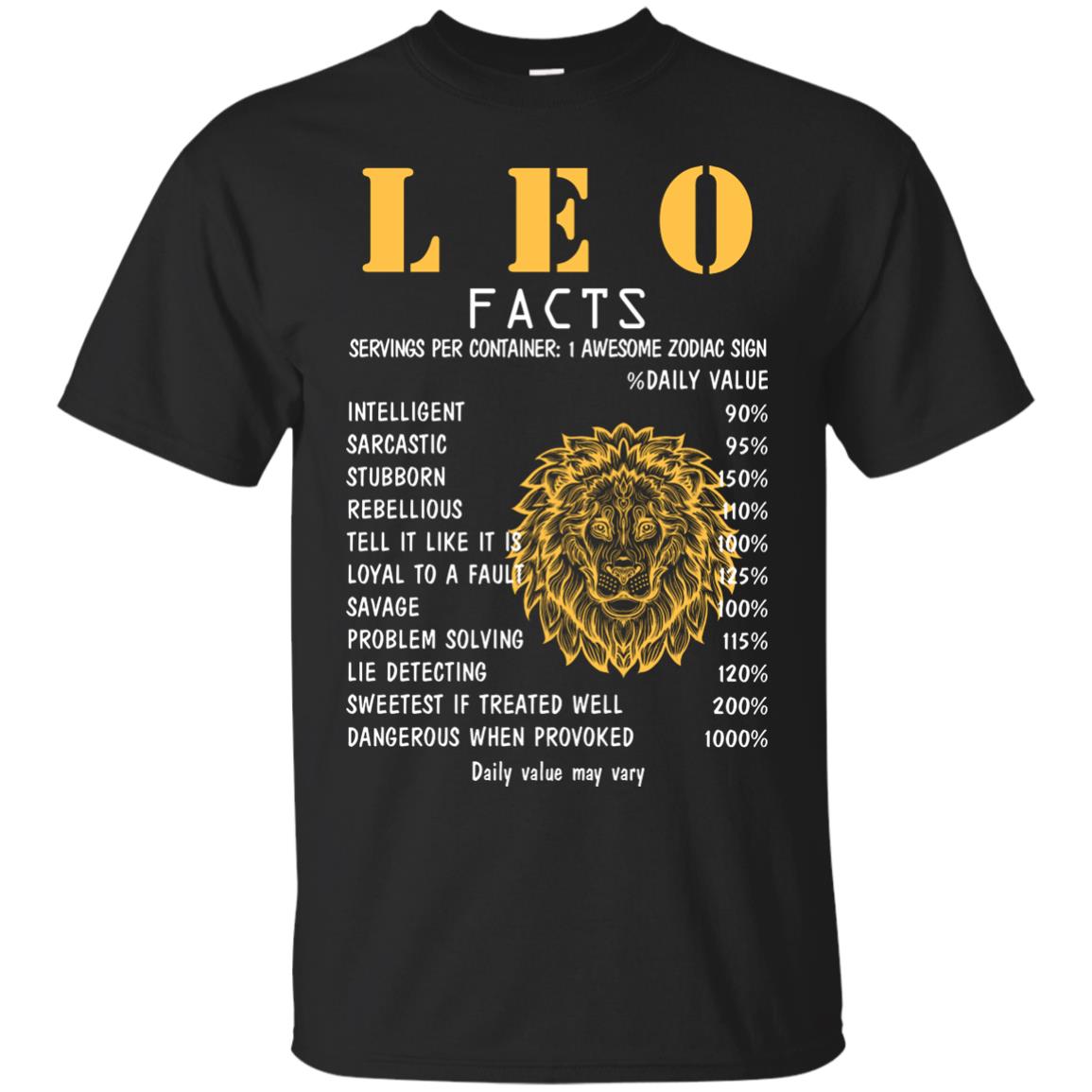 Leo Facts 1 Awesome Zodiac Sign Gift Shirt For Leo Horoscope Black