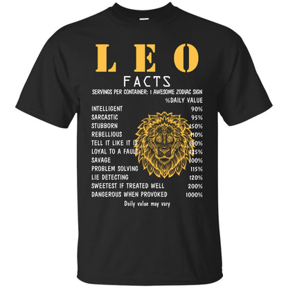 Leo Facts 1 Awesome Zodiac Sign Gift Shirt For Leo Horoscope Black