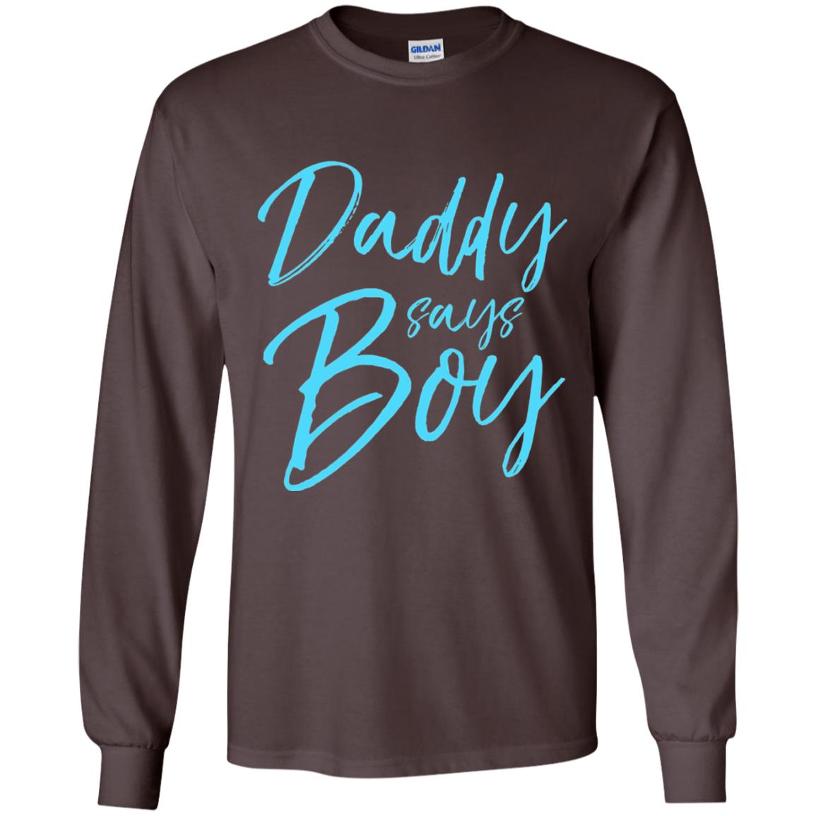 Daddy Says Boy Blue Gender Reveal Announcement Dark Chocolate