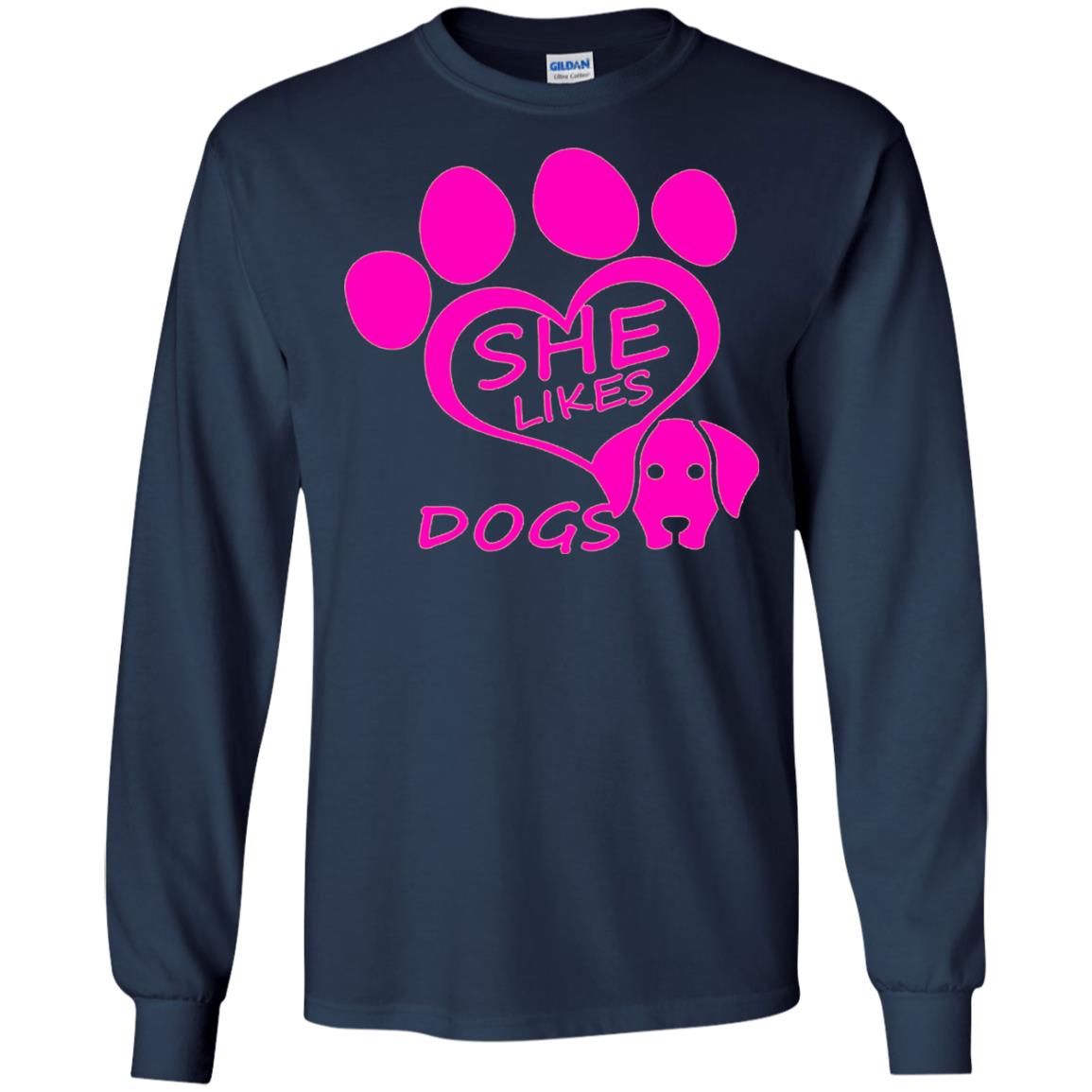 Dog Lovers Shirt She Likes Dogs Navy