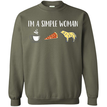 Im A Simple Woman Coffee Pizza Golden Retriever Lover Shirt Military Green