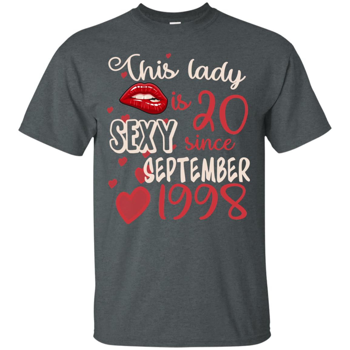 This Lady Is 20 Sexy Since September 1998 20th Birthday Shirt For September Womens Dark Heather