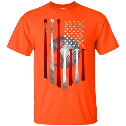American Flag Baseball Flag Baseball Lover T-shirt Orange