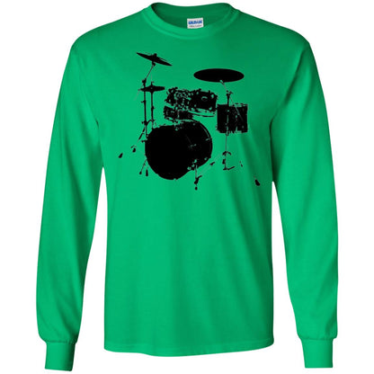 Drum Lovers T-shirt Drum Kit Stencil Print Irish Green