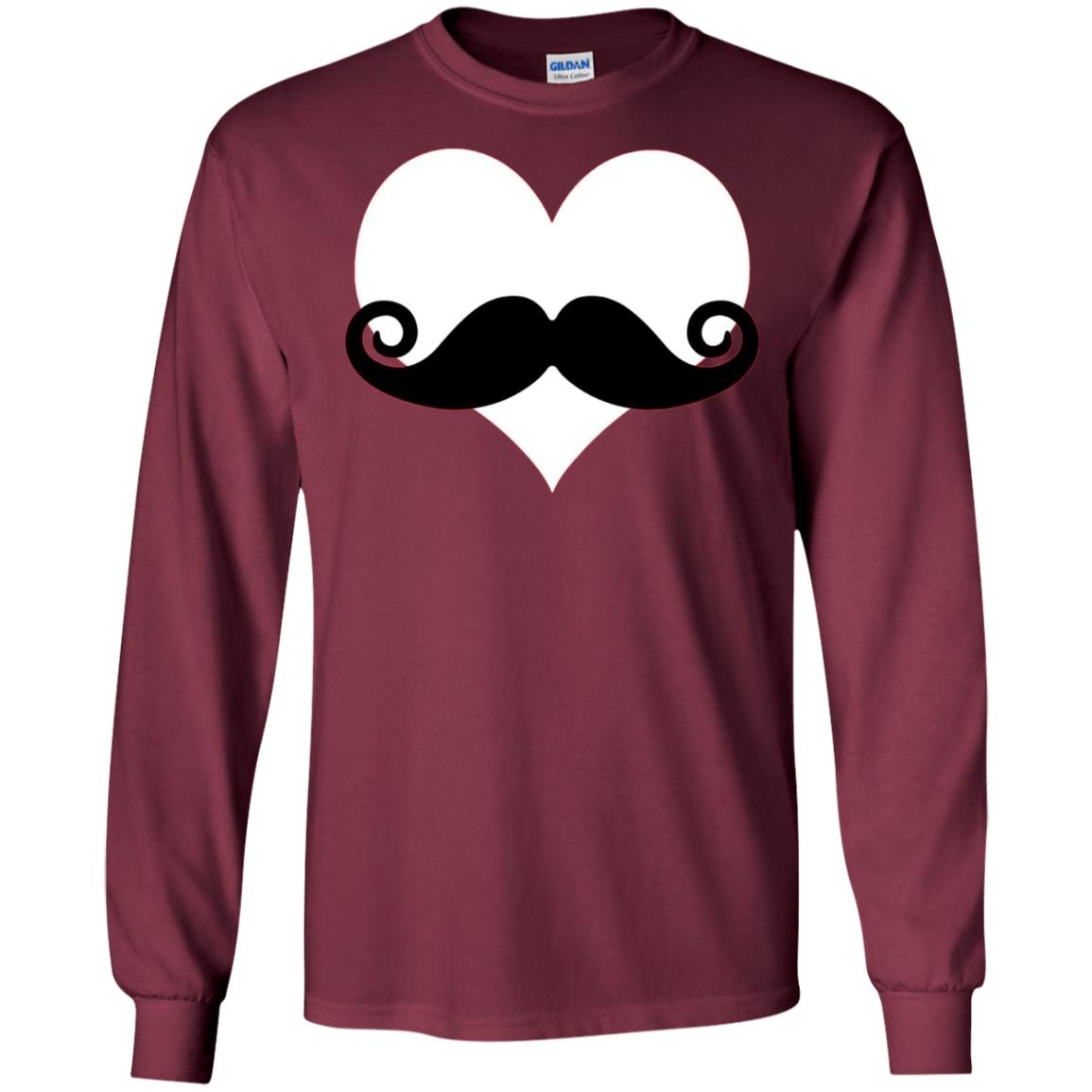 Mustache Heart Valentines Day T-shirt Maroon