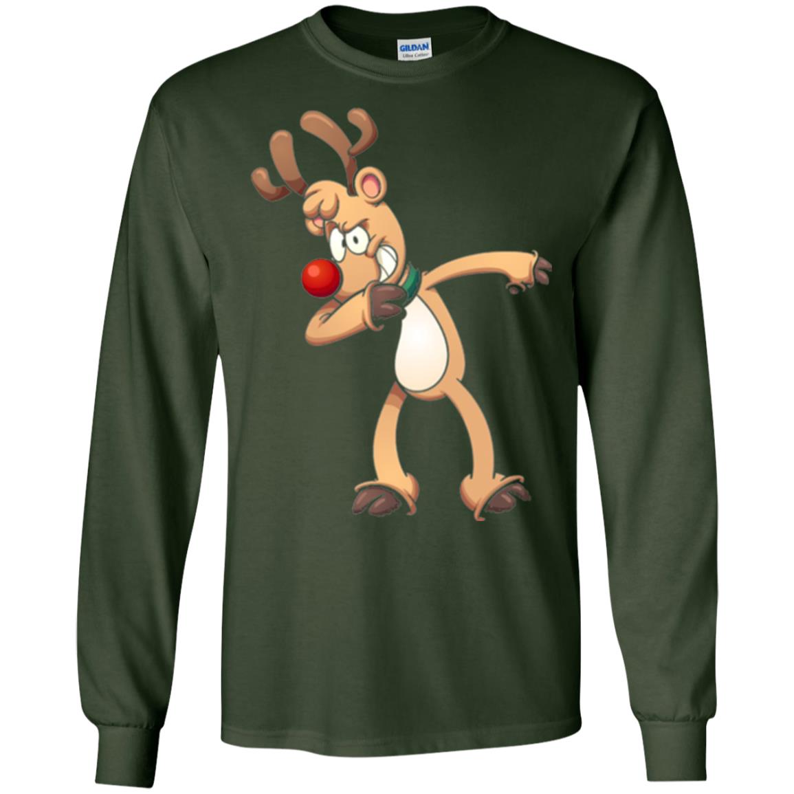 Christmas T-shirt Dabbing Reindeer Forest Green