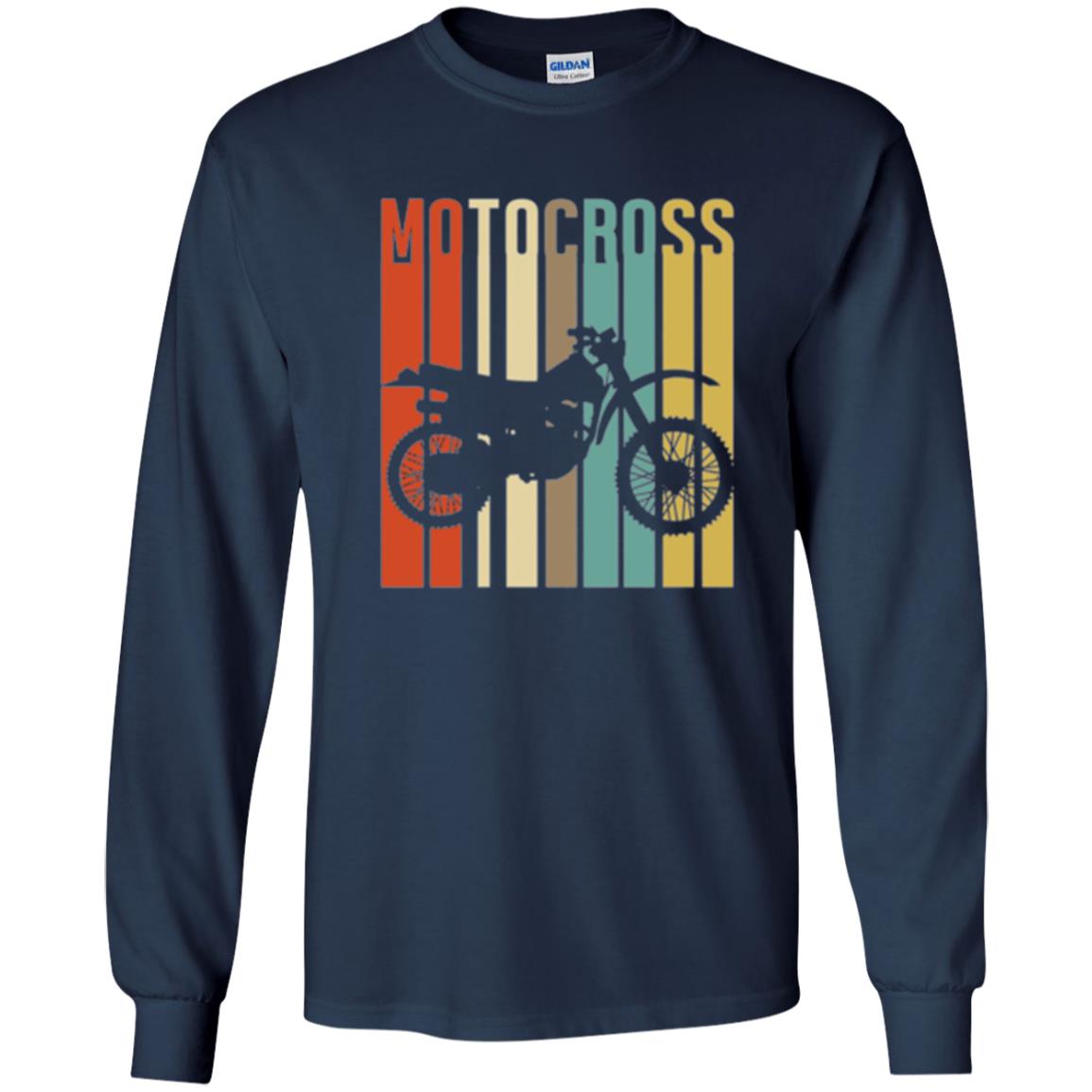 Dirt Bike Silhouette T-shirt Cool Vintage Motocross Navy